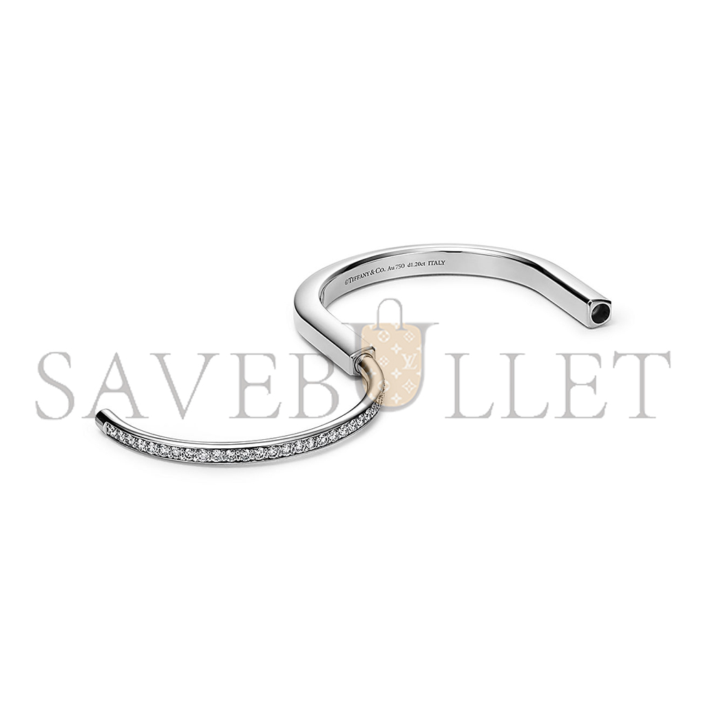 TIFFANY LOCK BANGLE IN WHITE GOLD WITH HALF PAVÉ DIAMONDS 70425300